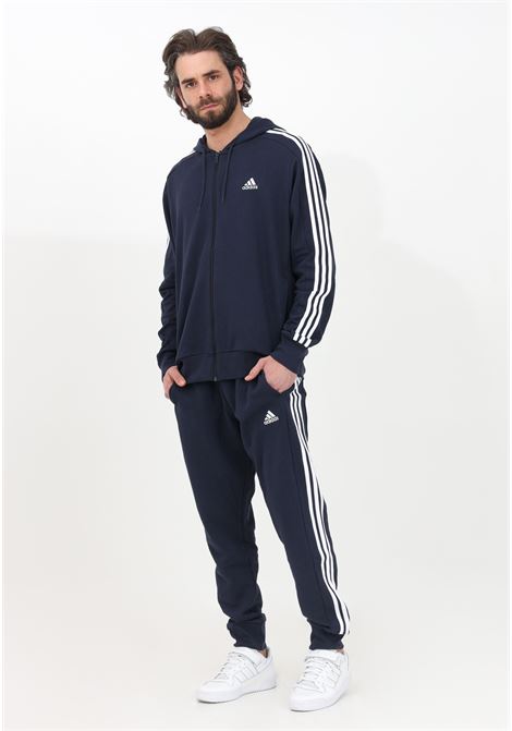Essentials French Terry Tapered Cuff 3-Stripes men's blue track pants ADIDAS PERFORMANCE | IC9406.